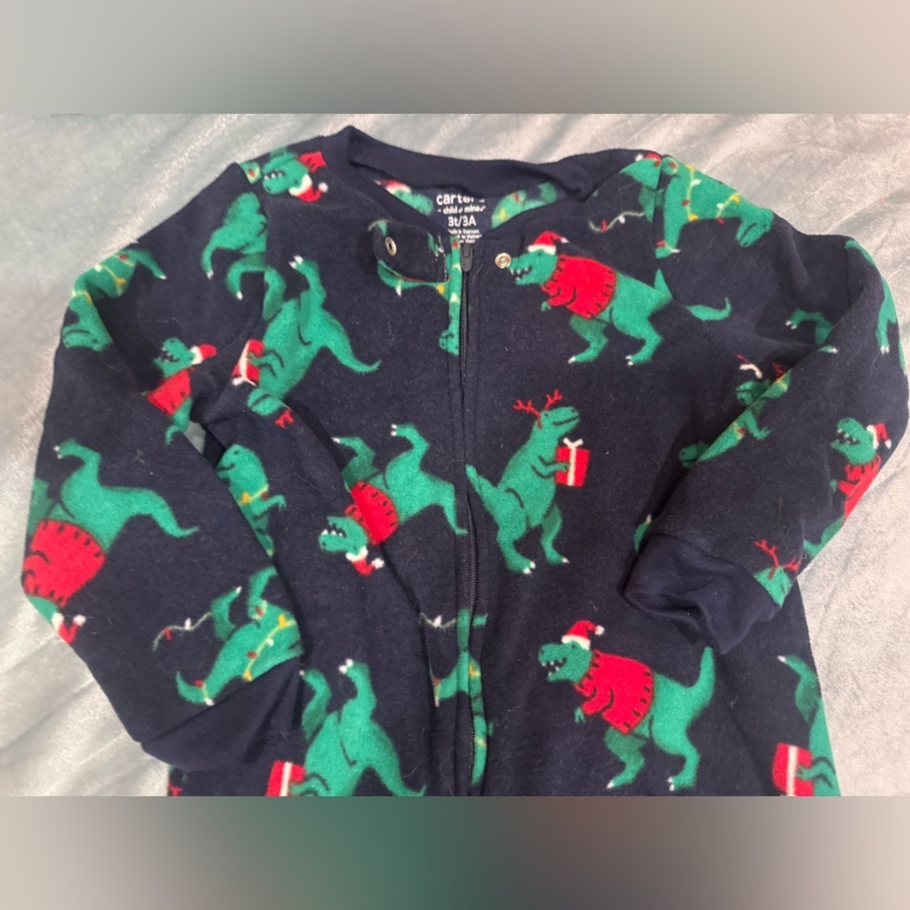Carter's Christmas Dinosaur Pajamas-3Y - Picture 3 of 4